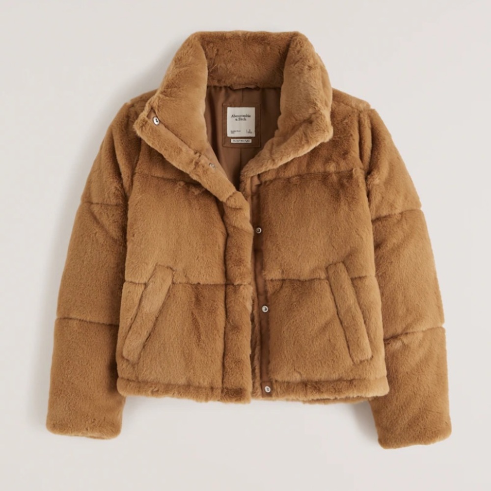 Abercrombie faux fur mini puffer size small